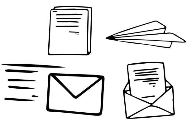 Conjunto Ilustración Doodle Mail — Archivo Imágenes Vectoriales