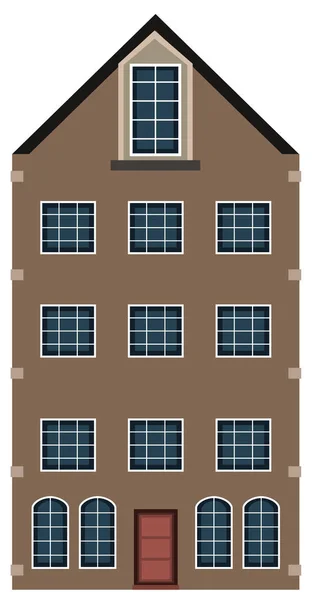 Windows の図と背の高い茶色の建物 — ストックベクタ