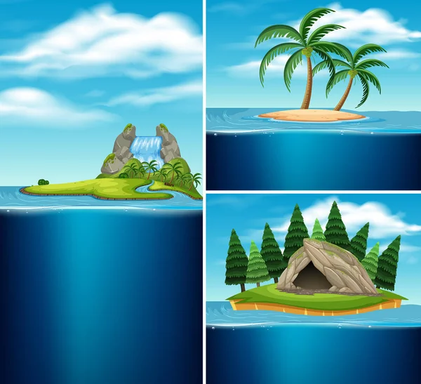 Collection Différentes Îles Illustration — Image vectorielle