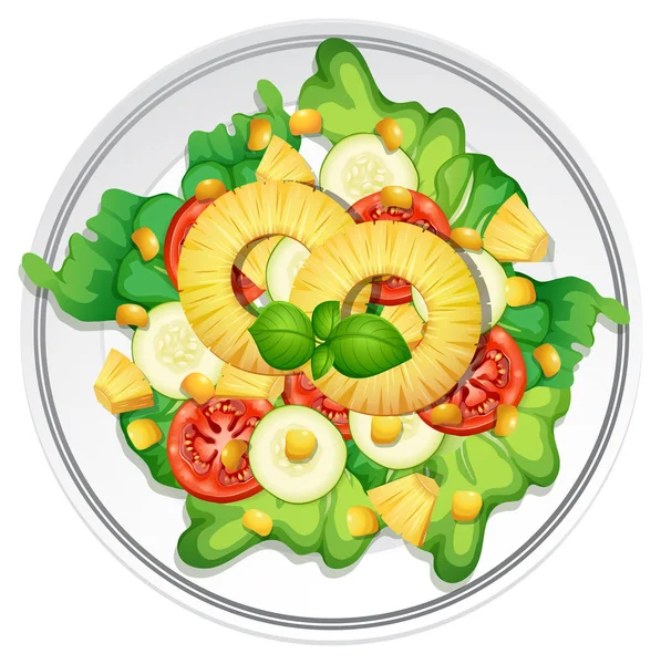 Ovanifrån Sommar Sallad Illustration — Stock vektor