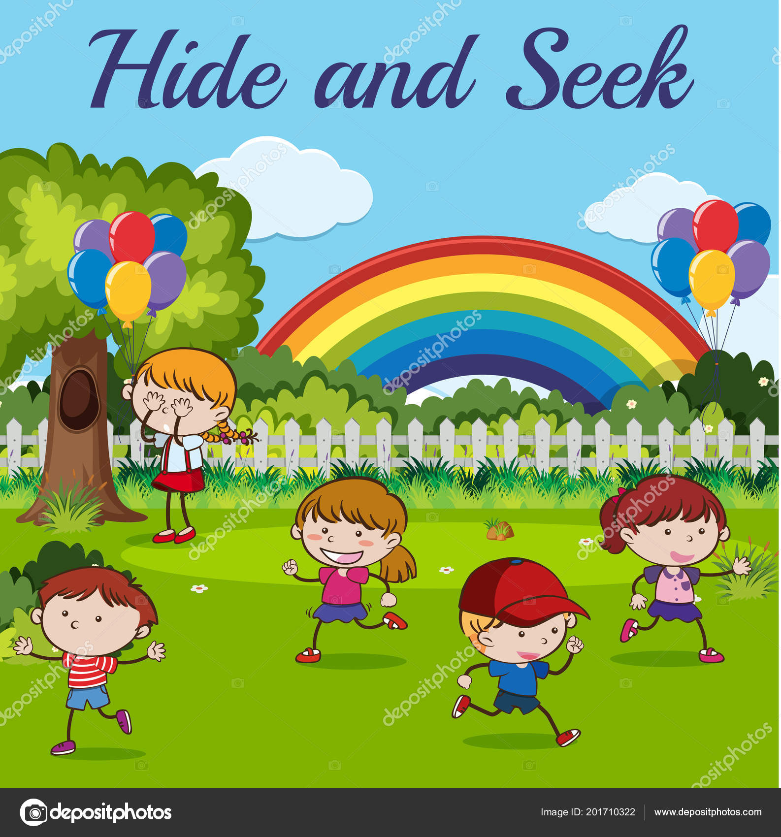 Hide and seek game playing kids together Vector Image