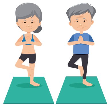 Beyaz arka plan illüstrasyon kıdemli Yoga