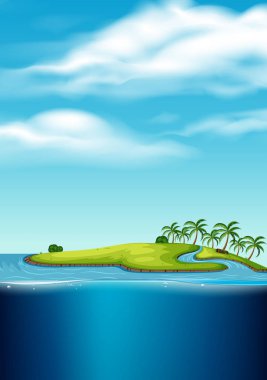 Bir ıssız ada deniz manzarası illüstrasyon