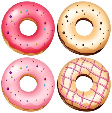 Delicious çörek ayarla illüstrasyon