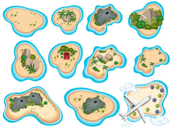 Ένα Σύνολο Από Όμορφο Τροπικό Νησί Εικονογράφηση — Διανυσματικό Αρχείο