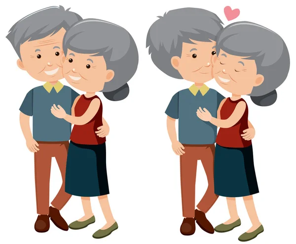 Ensemble Joyeux Vieux Couple Illustration — Image vectorielle
