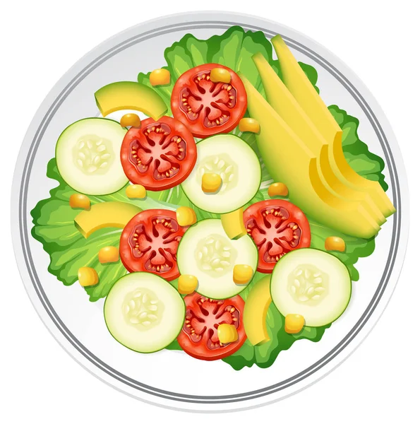 Fräsch Hälsosam Sallad Illustration — Stock vektor