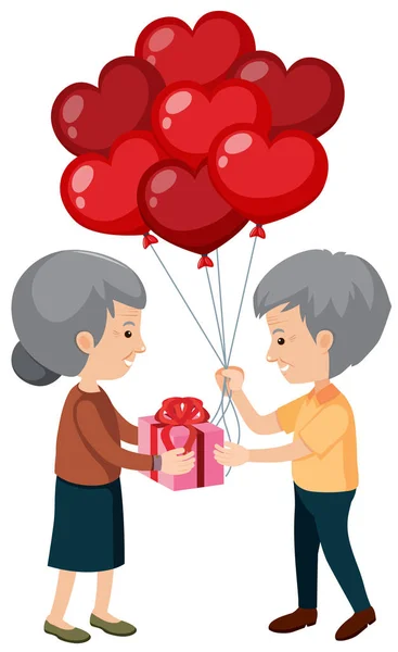 老夫妇赠送礼品插图 — 图库矢量图片