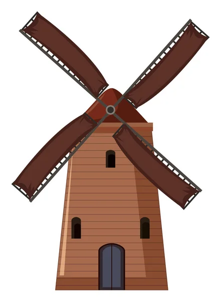 Grote Houten Wind Molen Illustratie — Stockvector