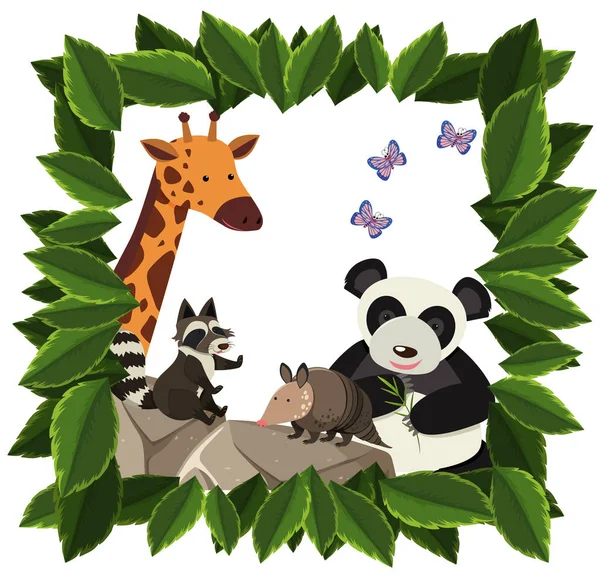 Bir ayarla, mutlu hayvan çerçeve şekil