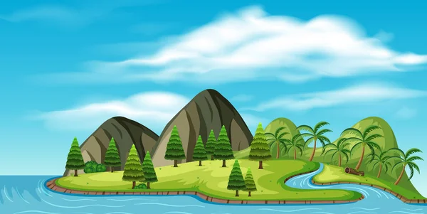 Une Belle Illustration Naturelle Île Tropicale — Image vectorielle