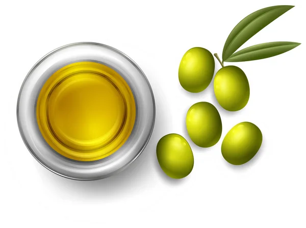 Čerstvé Olivy Olivový Olej Ilustrace — Stockový vektor