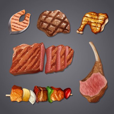 Yüksek Protein gıda ayarla illüstrasyon