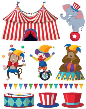 Ayarla, sirk eğlence göstermek illüstrasyon