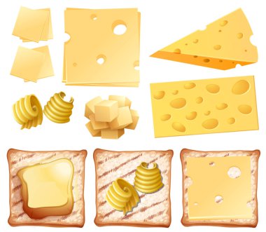 Ayarla, süt ürün ve tost illüstrasyon