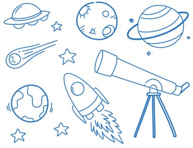 Doodles'ın gezegenlerin ve uzay nesneleri çizim