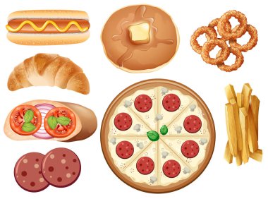 Farklı gıdalar resimde kümesi