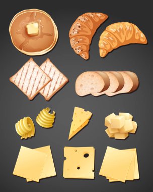 Ayarla, ekmek ve peynir illüstrasyon