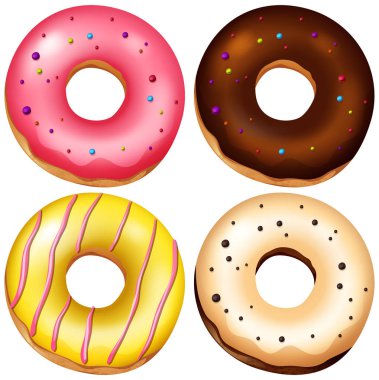 Aromalı Donuts, ayarla illüstrasyon