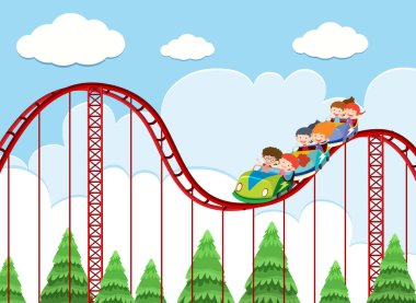 Tema Parkı illüstrasyon adlı bir roller coaster ride