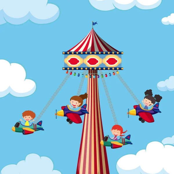 Parco Tema Gigante Aeroplano Swing Illustrazione — Vettoriale Stock