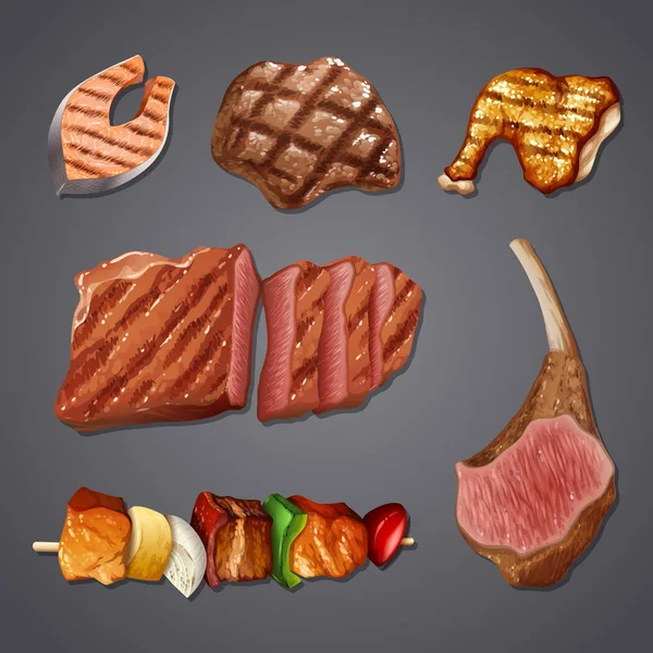 Eine Reihe Von Proteinreichen Lebensmitteln — Stockvektor