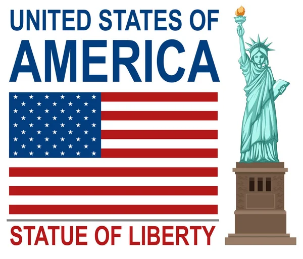 États Unis Amérique Avec Illustration Statue Liberté — Image vectorielle