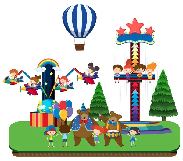 Enfants Parc Thème Fun Rides Illustration — Image vectorielle