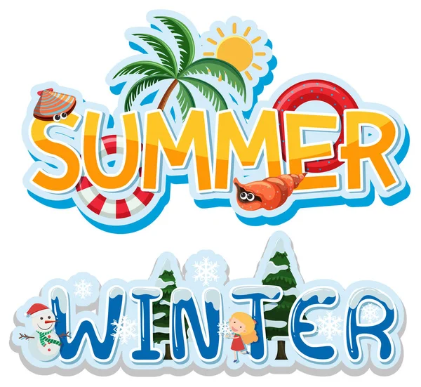 Sommer Und Winter Banner Illustration — Stockvektor