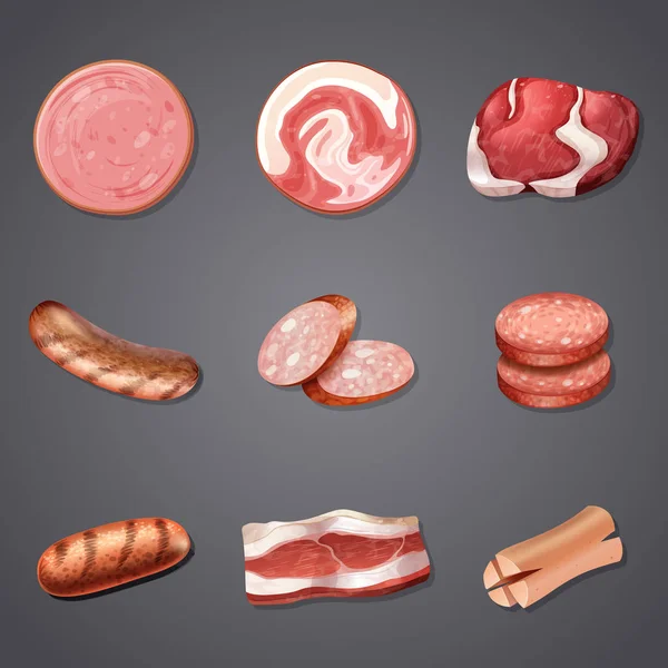 Conjunto Mix Meat Ilustração Produto —  Vetores de Stock