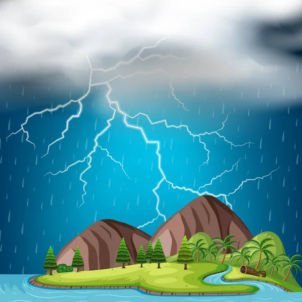 An Island and Thunderstorm illustration
