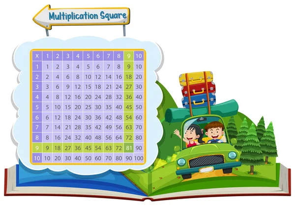 Matemáticas Multiplicación Cuadrado Escena Vacaciones Ilustración — Archivo Imágenes Vectoriales