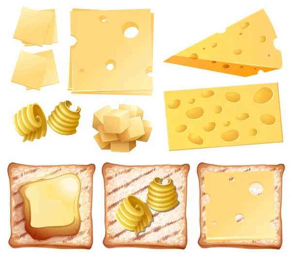 Ayarla, süt ürün ve tost illüstrasyon