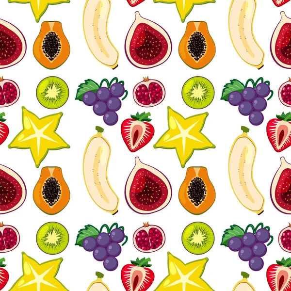 Tropische Früchte Nahtlose Hintergrundillustration — Stockvektor