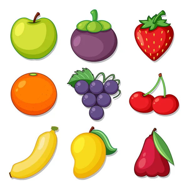 Conjunto Ilustración Frutas Orgánicas — Vector de stock