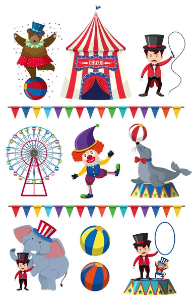 Set Circus Element Illustration — Stock Vector