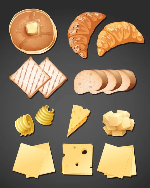 Ayarla, ekmek ve peynir illüstrasyon