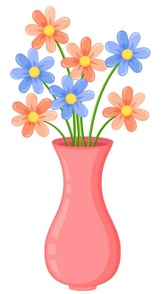 Pink Vase Flowers Illustration — Stock Vector
