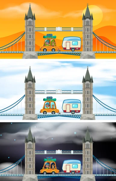 Londra Köprüsü Sahneleri Resimde Kümesi — Stok Vektör
