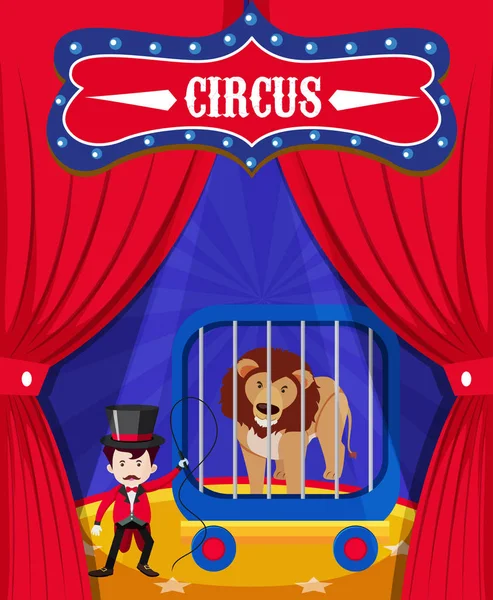 Lion Show Ilustração Palco Circo —  Vetores de Stock