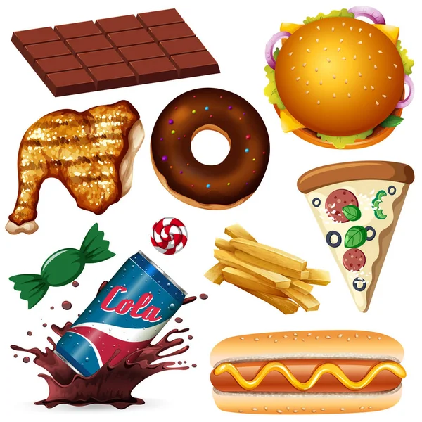 A Set of Unhealthy Food illustration