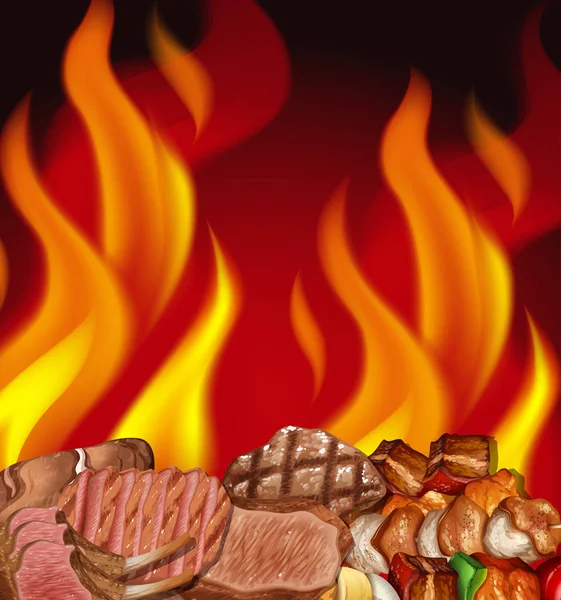Steak Požární Hranice Obrázku — Stockový vektor