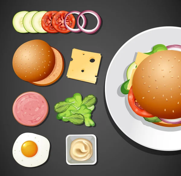 Obrázek Nastavení Burger Prvek — Stockový vektor