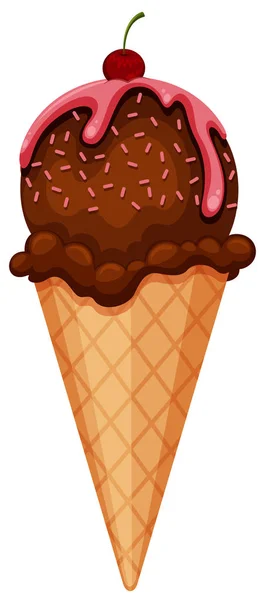 Een Chocolade Icecream Een Illustratie Van Kegel — Stockvector