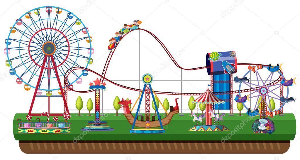 Amusement park on white background illustration