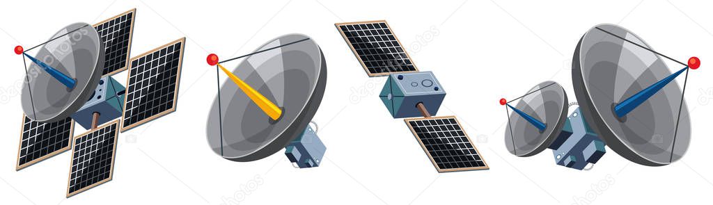 A Set of Satellites on White Background illustration