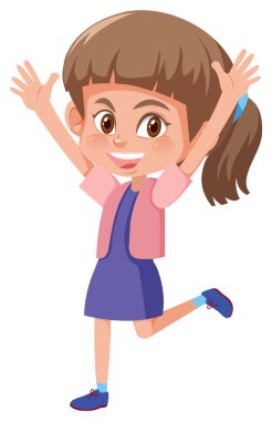 Mutlu genç esmer kız illüstrasyon