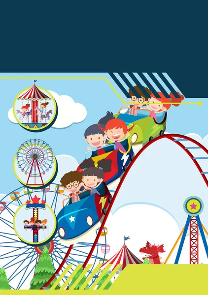 Kinderen Themapark Sjabloon Illustratie — Stockvector