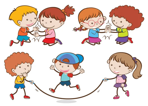 Illustration Ensemble Enfants Faisant Des Activités — Image vectorielle