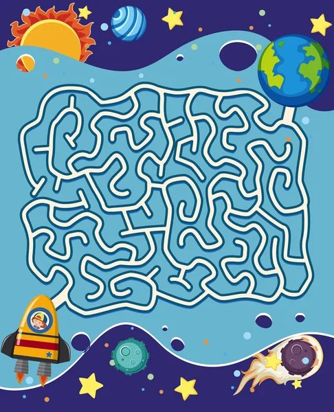 Espace Labyrinthe Illustration Jeu Puzzle — Image vectorielle